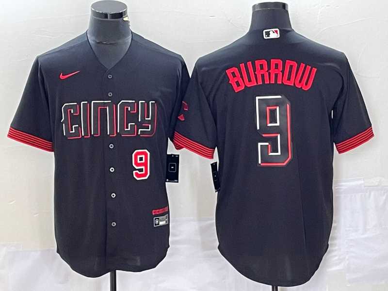 Men's Cincinnati Reds #9 Joe Burrow Number Black 2023 City Connect Cool Base Stitched Baseball Jersey,We sell and wholesale Men's Cincinnati Reds #9 Joe Burrow Number Black 2023 City Connect Cool Base Stitched Baseball Jersey on line form chian!